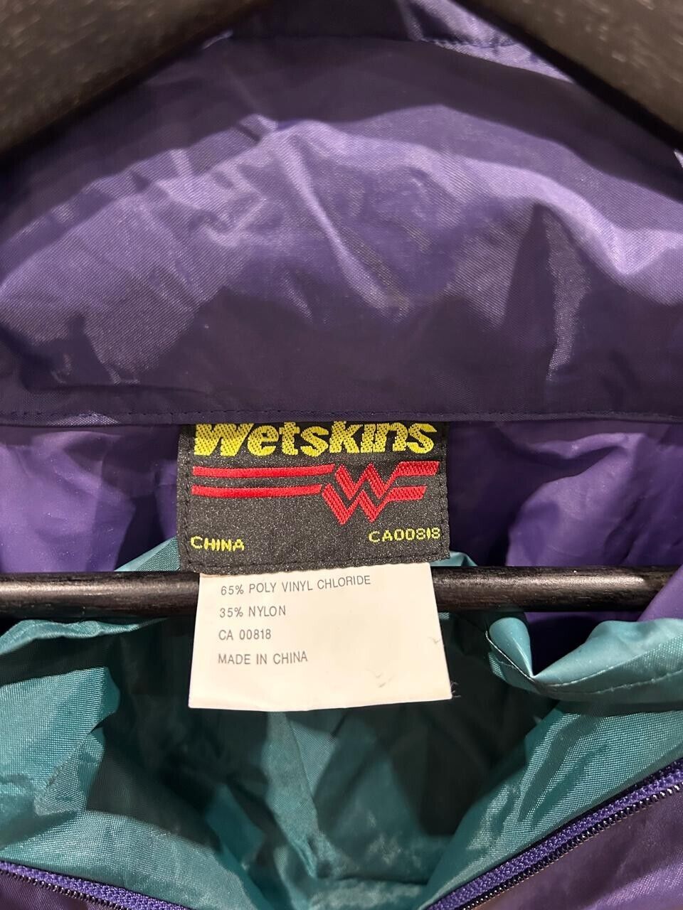 Vintage Wetskins 80's Rain Poncho One Size Purple/Yellow/Green