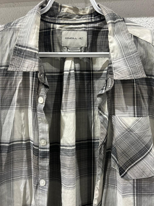 Oneill Plaid Men's Short Sleeve Dress Shirt Size L