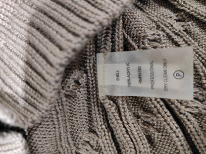 NWT Calvin Klein Women M Cable Knit Sweater Dress Taupe Shawl Collar Buckle