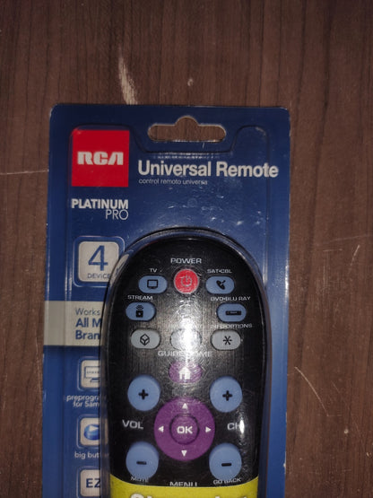 RCA Universal Remote Platinum Pro 4 Device Programmable - New In Box
