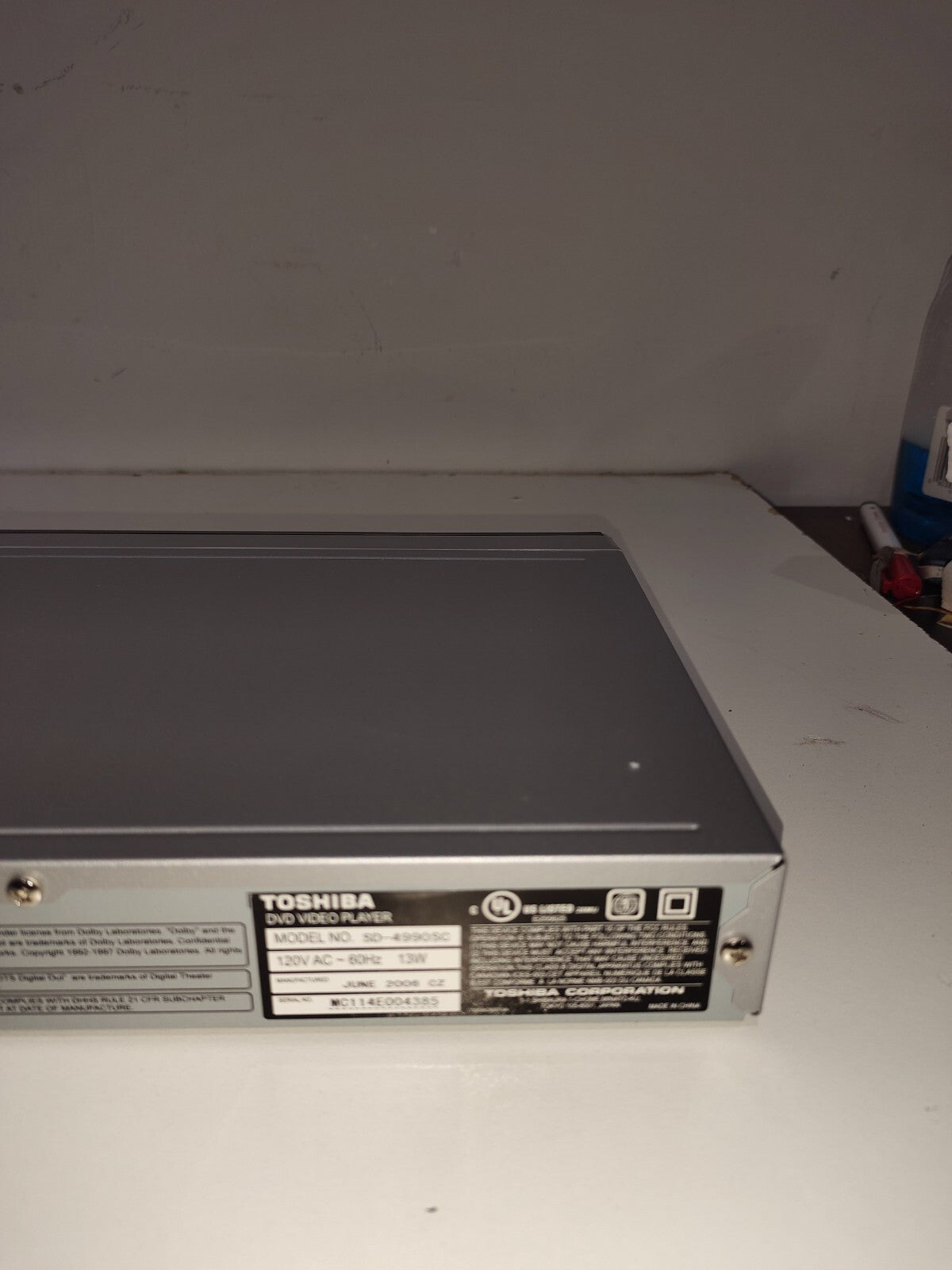 TOSHIBA SD-4990 DVD Video Player