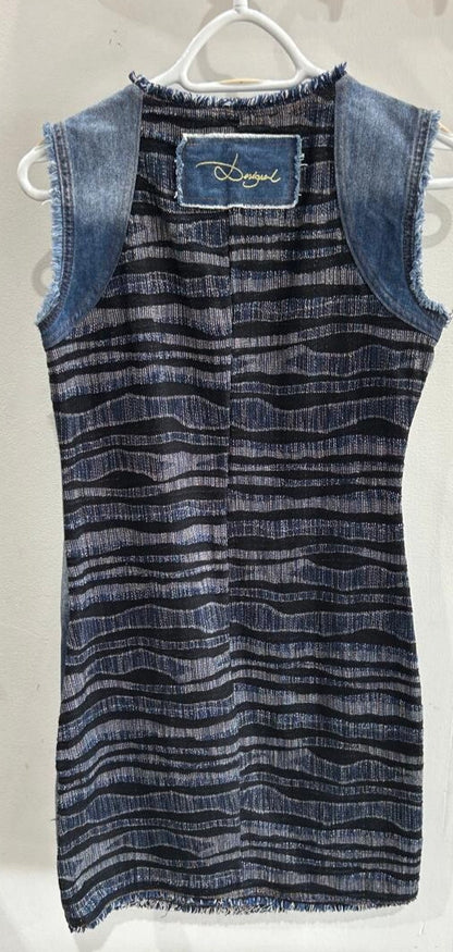 Desigual Denim Dress Size S Blue Mixed Media Artsy