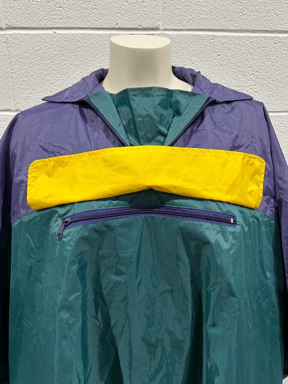 Vintage Wetskins 80's Rain Poncho One Size Purple/Yellow/Green