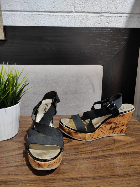 JK Acid Made in Italy Women's STALLION WEDGE SANDALS Black Size- 38