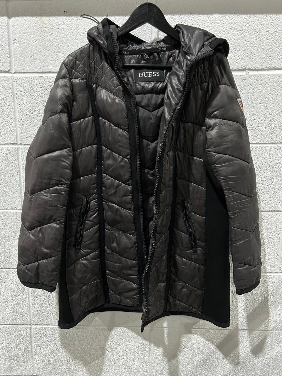 Guess Women's Puffer Black Jacket Size XL
