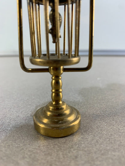 Vintage Brass Table Bird Cage w Stand 1:12 Dollhouse Miniature Birdcage Decor