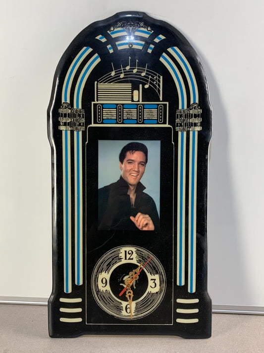 Elvis Presley Clock Lacquered Juke Box, 22"