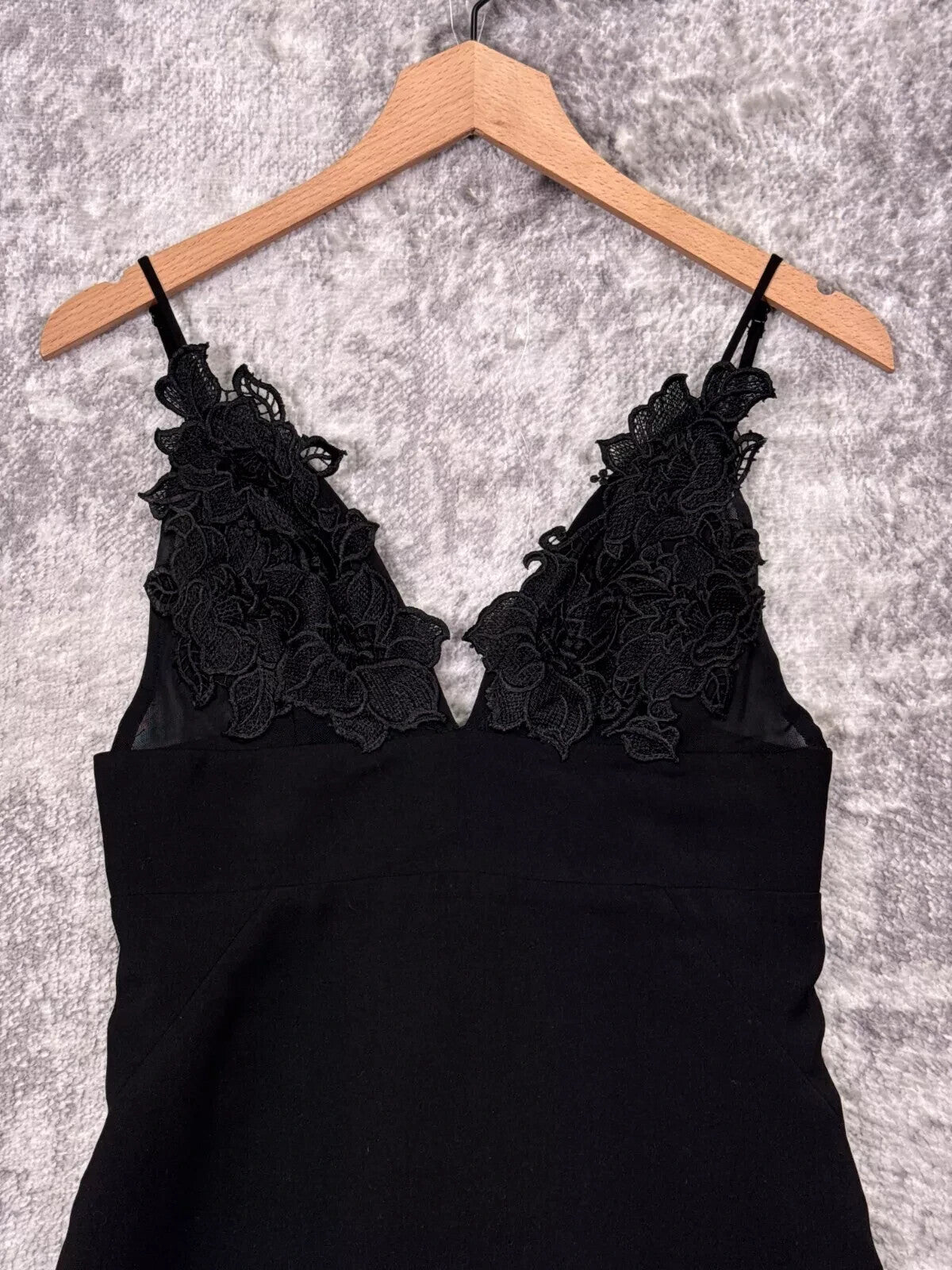 House Of CB Dress Medium Womens Black Floral Lace Bust Bodycon Asymmetrical Mini