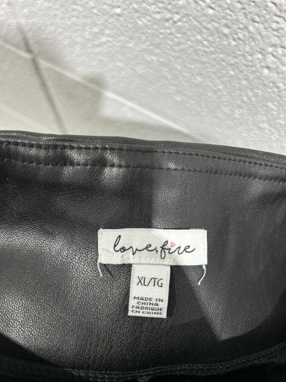 Love, Fire Women's Black Faux Leather Leggings Skinny Fit