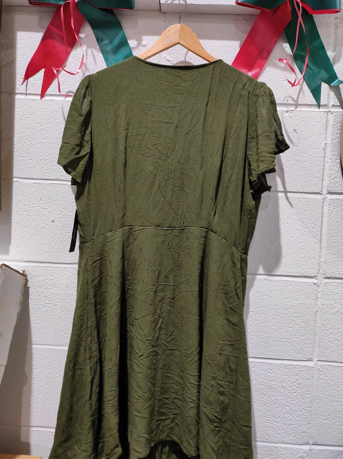Lulus Wrap Dress Size L Harbor Point Olive Green  Preppy Feminine Gremlincore