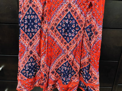 Superdry Long Red Mix Summer Dress With Tie Straps Size 4