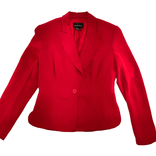 Moda International Red Silk Blazer Women's Size 8