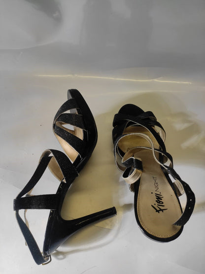 Fioni Night BLACK Heels Sandals Sparkle Glitter Straps US Women US-9