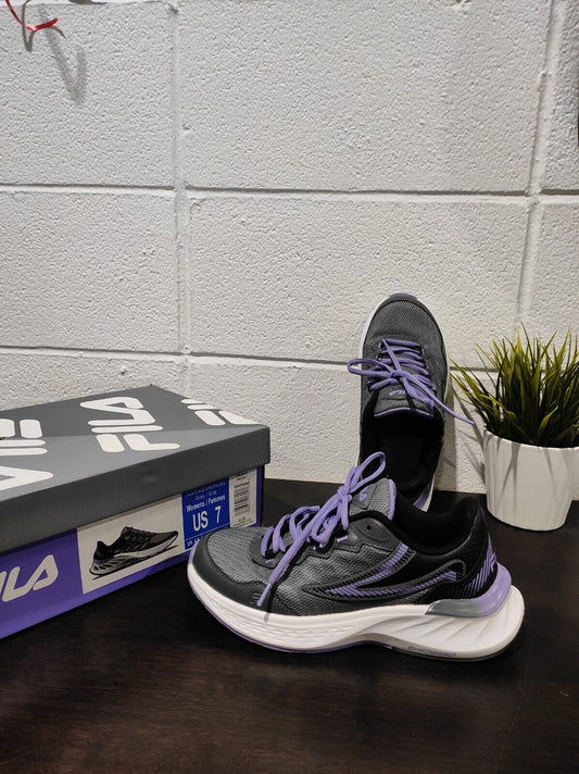 FILA Women's Suspence Trail Running Sneaker Shoes Grey/Purple US-7