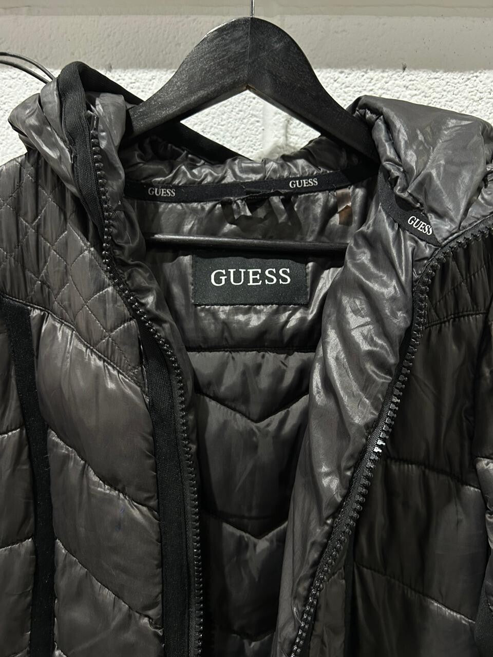 Guess Women's Puffer Black Jacket Size XL