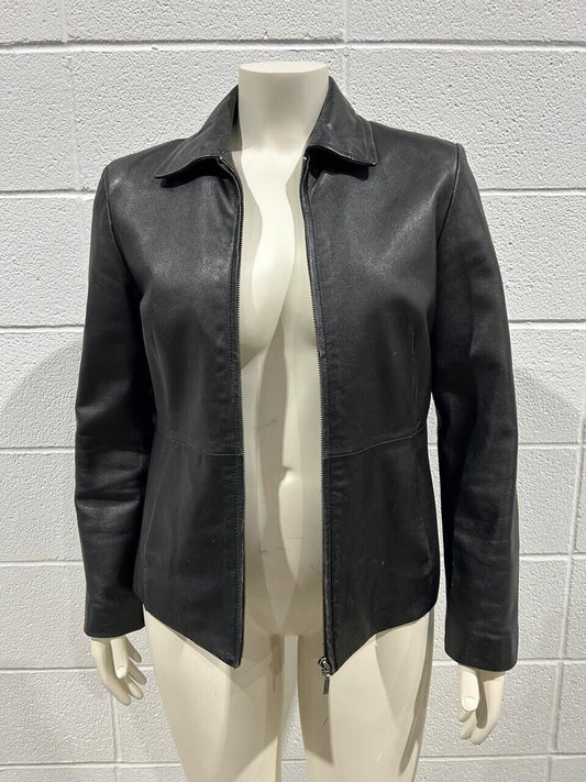 Danier Canada Women's Black Genuine Leather Jacket Size 12