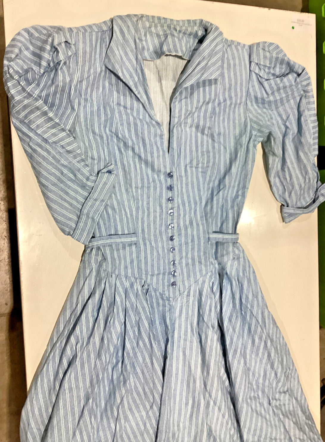 Vintage Cotton Dress with Stripes Pattern