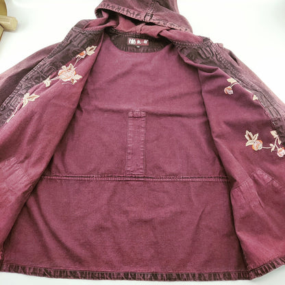 Unique Women's Purple Jacket with Flower Embroidery