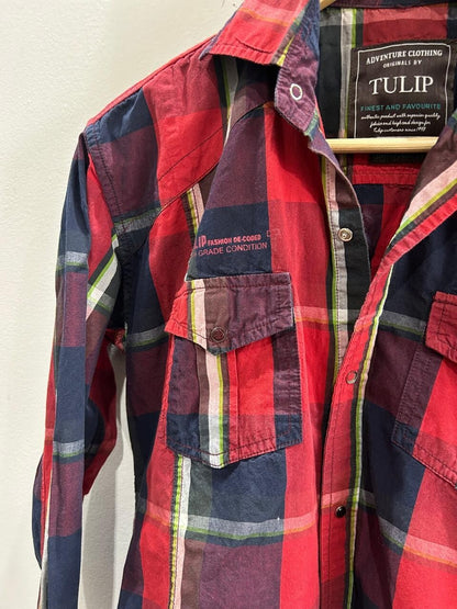Tulip Contemporary Fit Red Plaid Shirt Women's Size S
