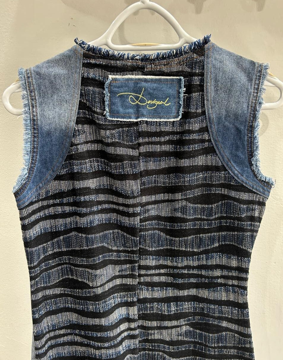 Desigual Denim Dress Size S Blue Mixed Media Artsy