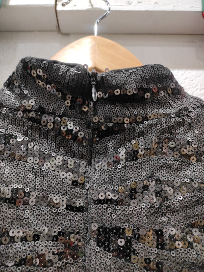 NWT Le-Chateau black and brown sparkly gold glitter halter dress size M