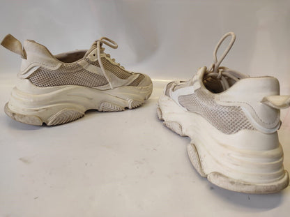 Steve Madden Possession Women's White Round Toe Lace Up Sneaker Shoes Size- 8.5M