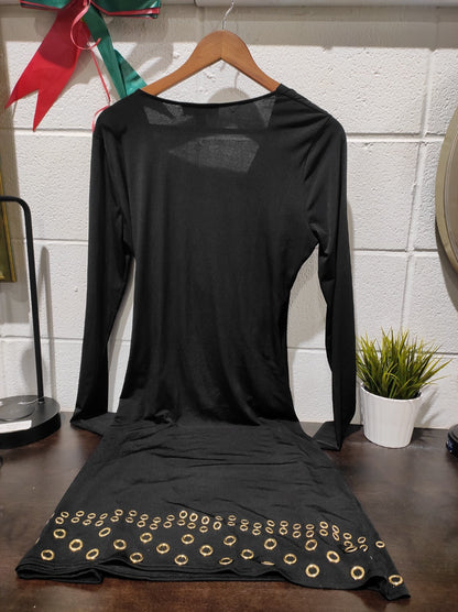 Michael Kors Black Dress - Faux Wrap - Grommet Hem - Large