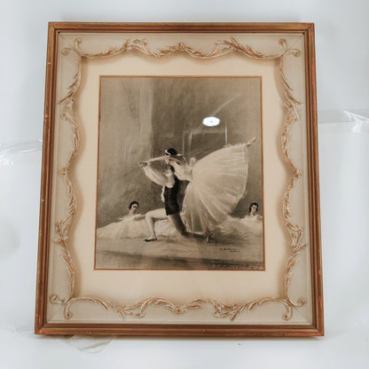 August Von Munchhausen Framed Charcoal Lithographic Print "Classic Bow" 1940