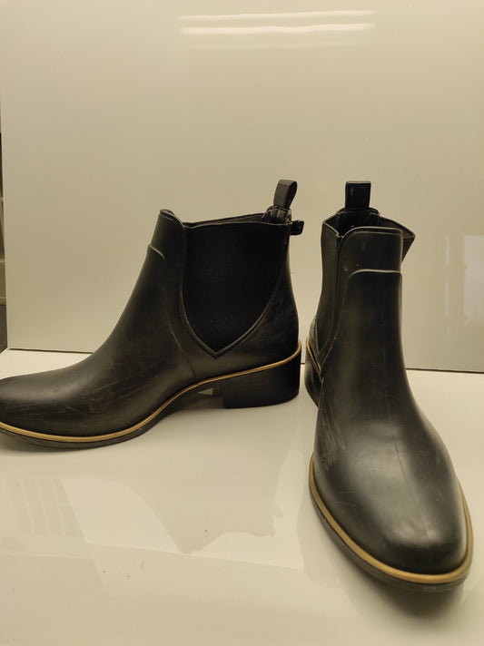 Kate Spade Sedgewick Women Boots 8 Black Rubber Pull On Ankle Rain Shoes