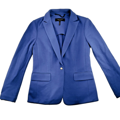 Rag & Bone Women's Lexington Luxe Wool Blazer Jacket Blue Size 0