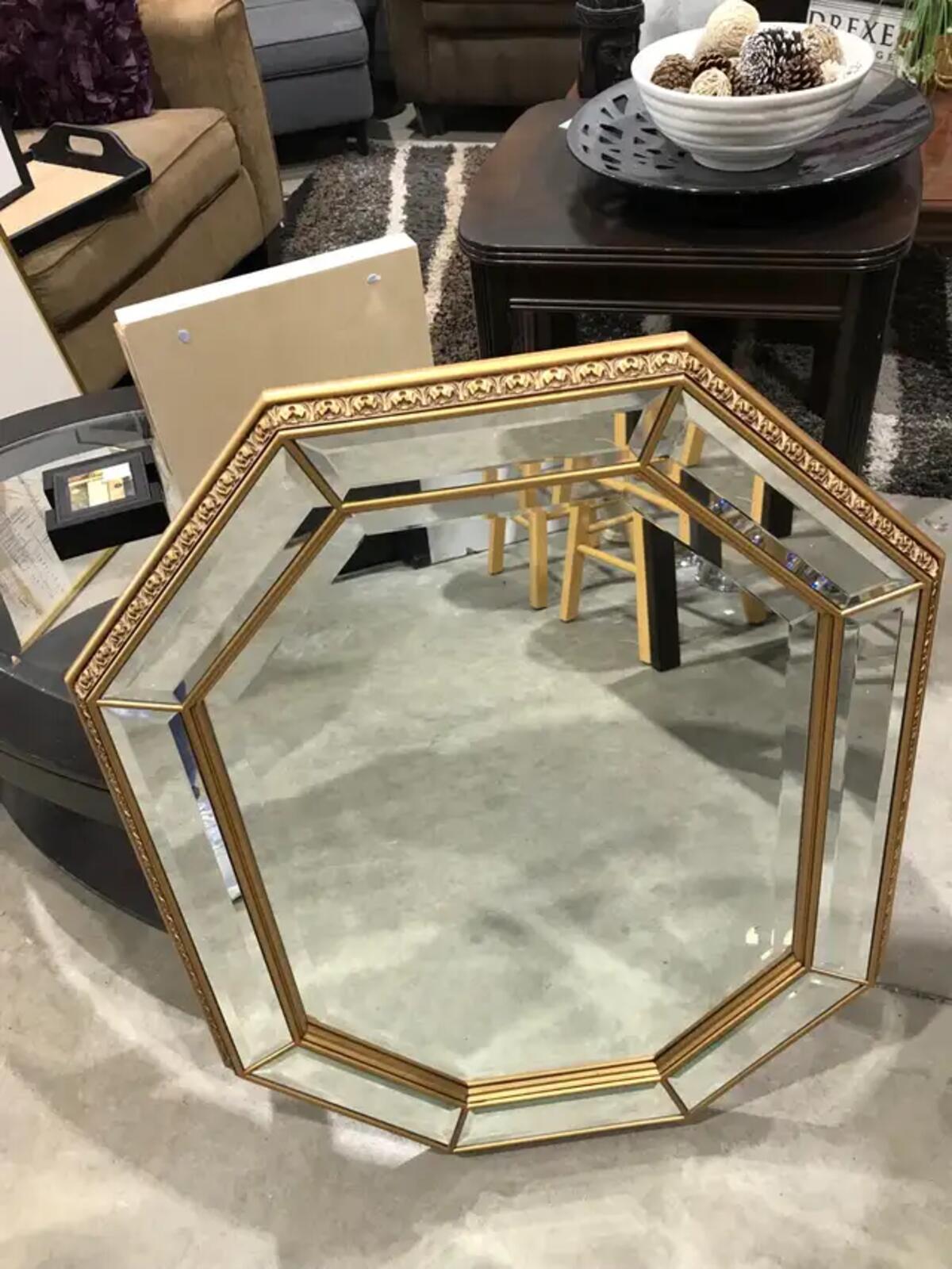 Large Gold Framed Octagonal Mirror