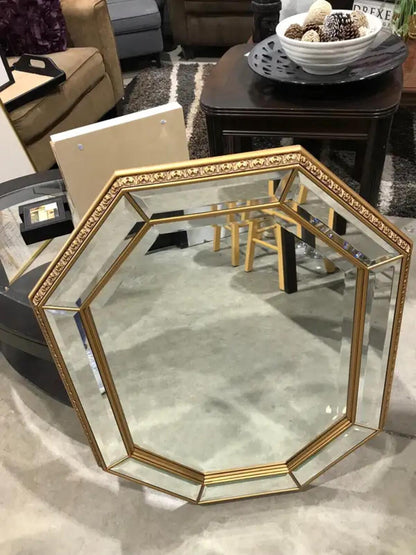 Large Gold Framed Octagonal Mirror