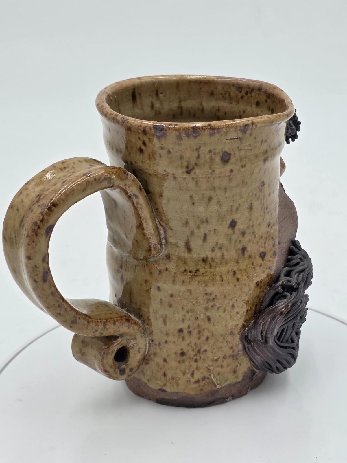 1970s McGillivray Studio Pottery Stoneware Funny Man Ugly Face Mug Feet Signed