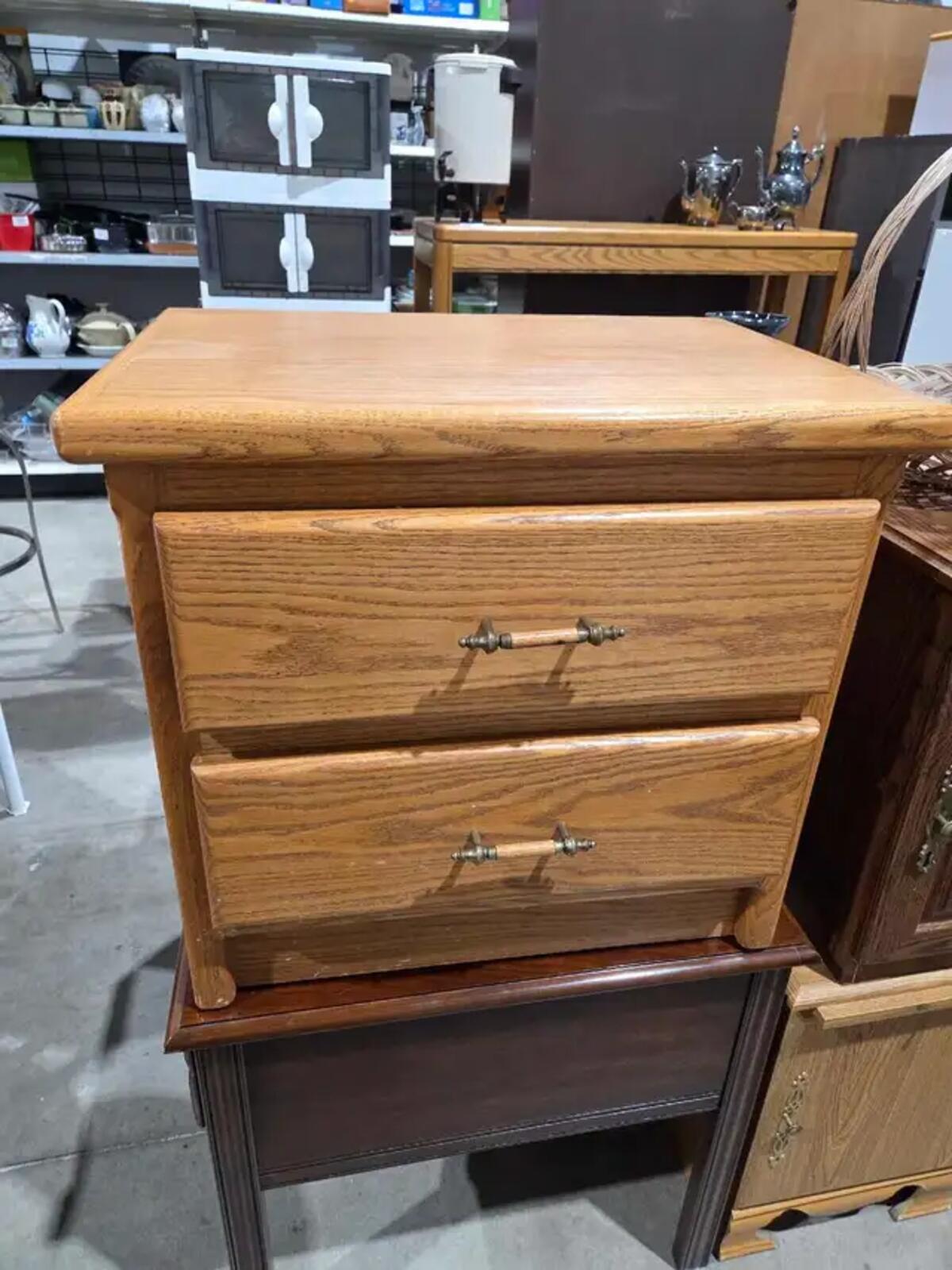 Wooden 2-Drawer Nightstand