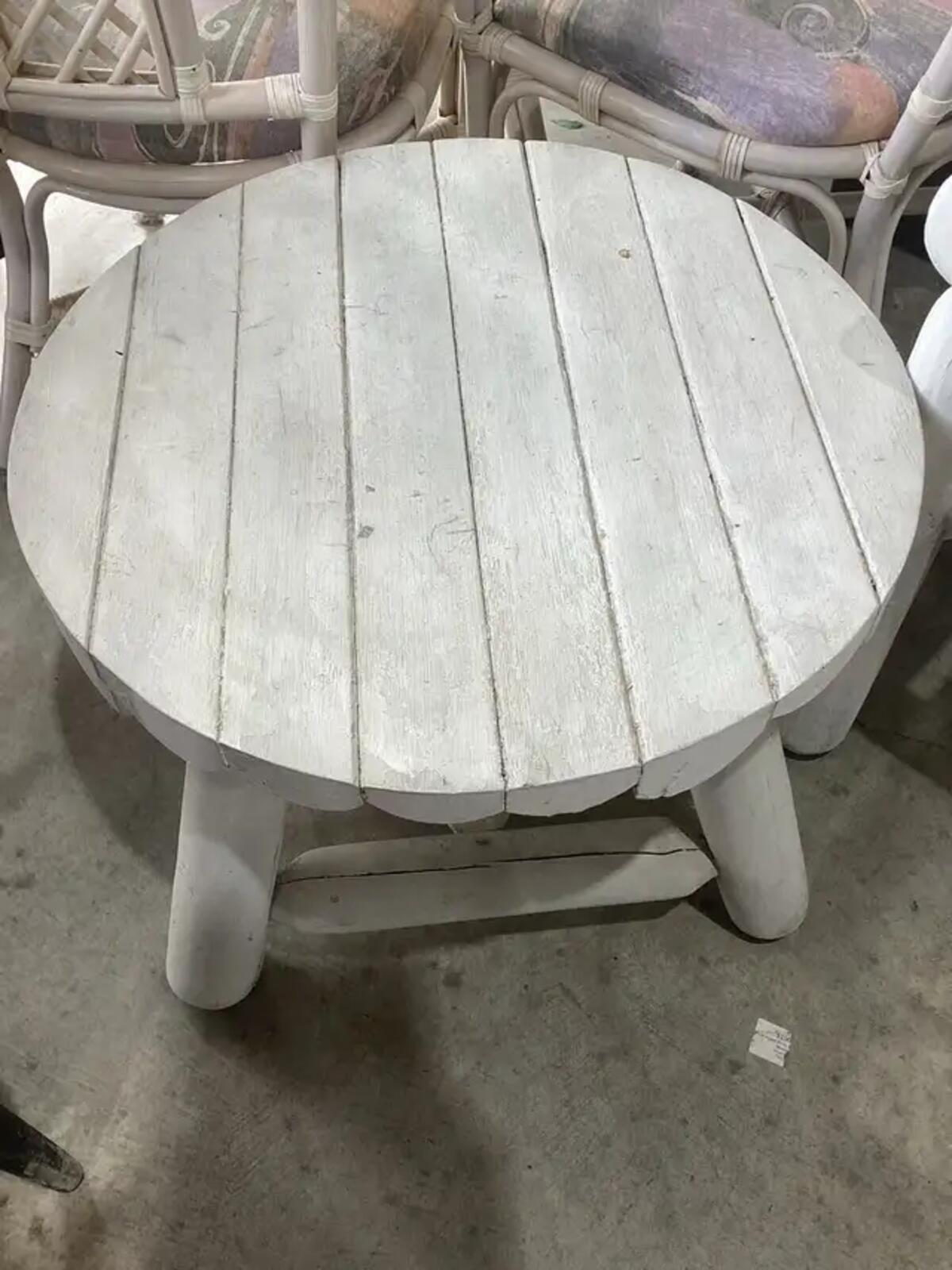 White Rustic Log Chairs and Table - Set of 3