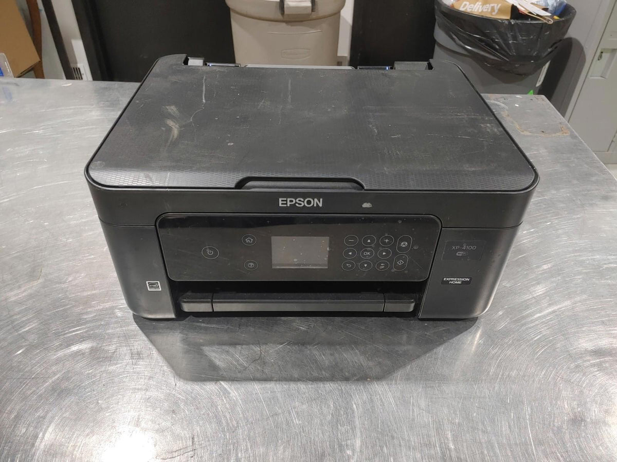 Imprimante jet d'encre Epson XP-4100 pour bureau à domicile, en bon état, testée et fonctionnelle, noire