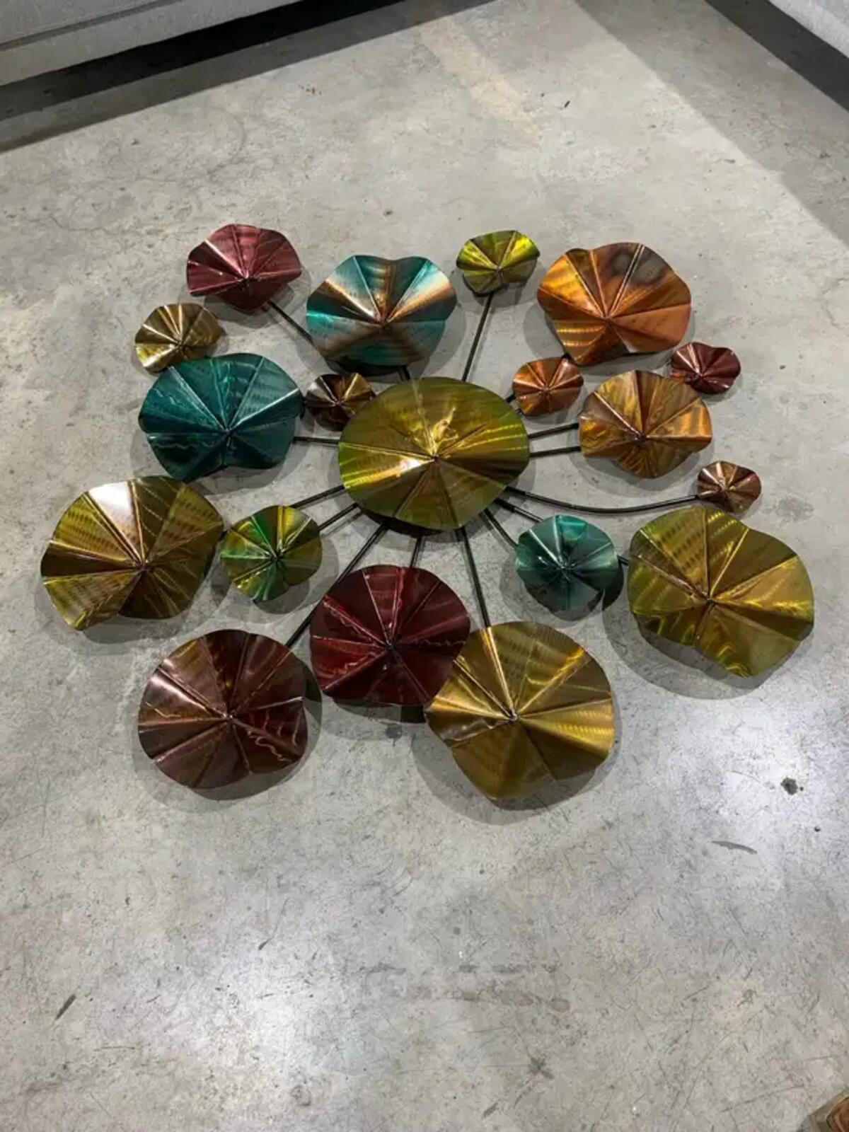 39" Abstract Autumn toned Metal Wall Art