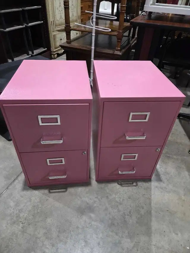 Pink Metal Filing Cabinet - 2 Available