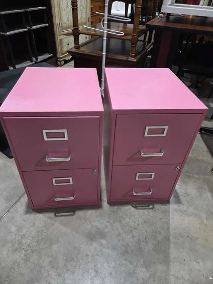 Pink Metal Filing Cabinet - 2 Available