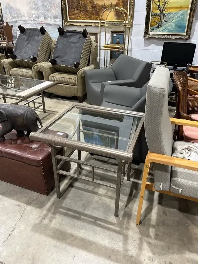 Glass Top Tiled Coffee Table & 2 Side Tables