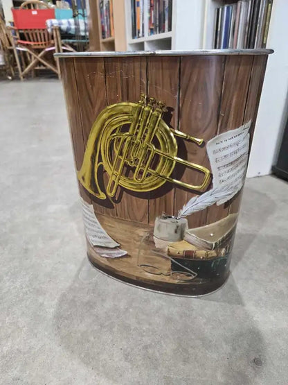 Vintage Metal Horn Wastebasket