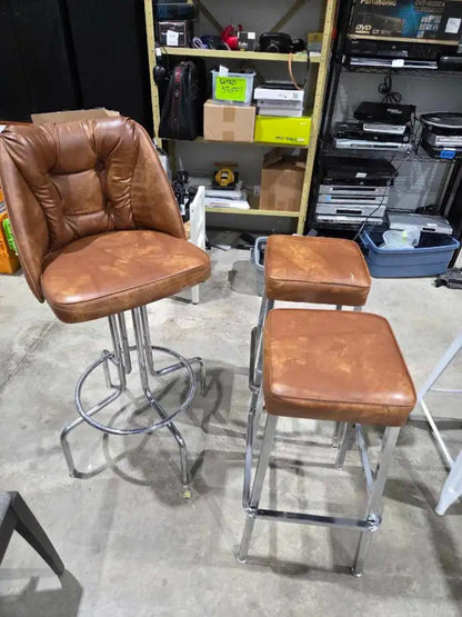 Vintage Style Vinyon + Chrome Bar Stools