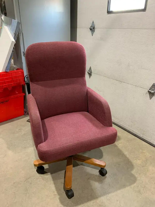 Maroon Upholstered Office Chair on Wheels - 2 available
