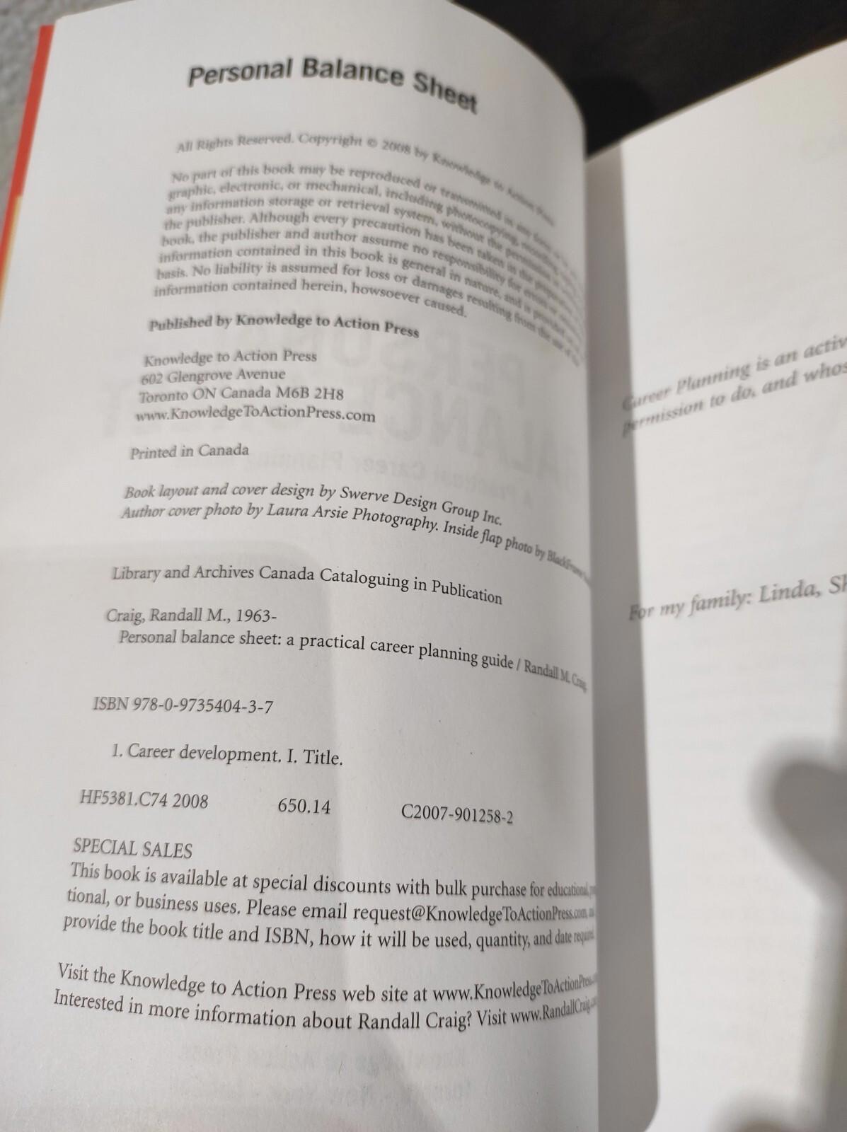 PERSONAL BALANCE SHEET: A PRACTICAL CAREER PLANNING GUIDE By Randall M. Craig