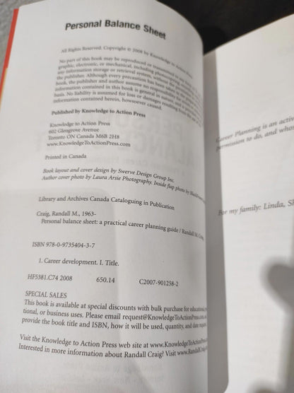 PERSONAL BALANCE SHEET: A PRACTICAL CAREER PLANNING GUIDE By Randall M. Craig