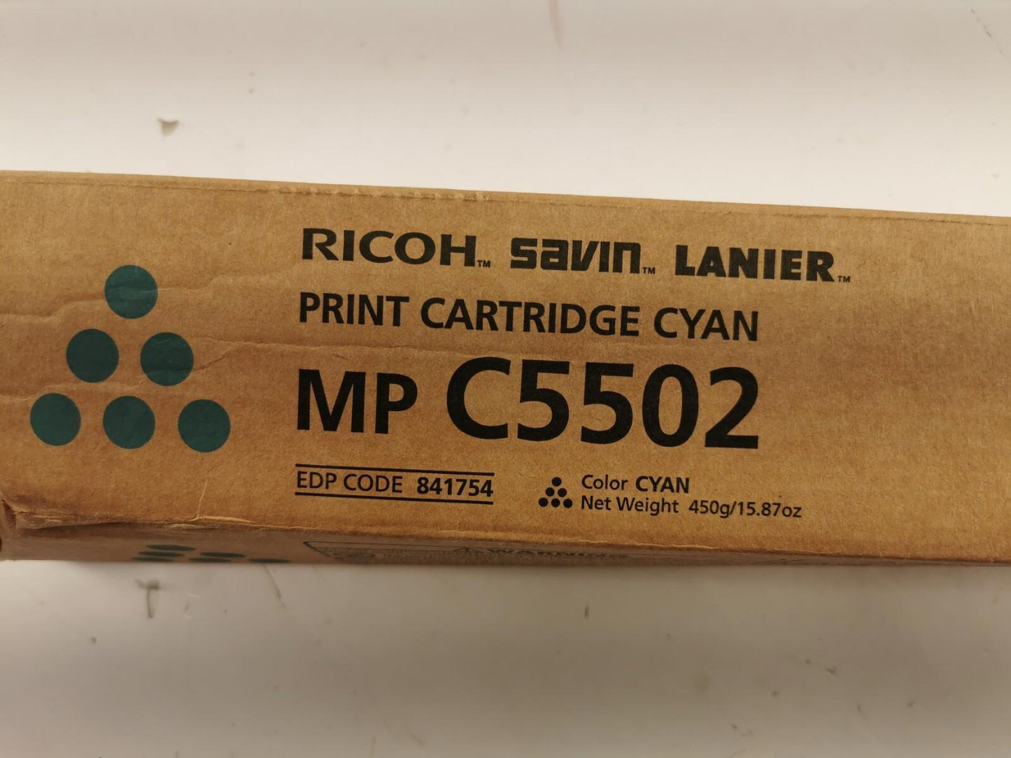 Ricoh print cartridge Cyan MP C5502, EDP Code 841754.