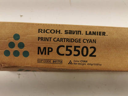 Ricoh print cartridge Cyan MP C5502, EDP Code 841754.
