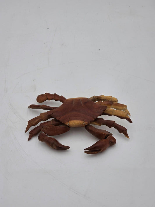 Vintage Hand Carved Wood Crab Crustation Beach House Decor Figure