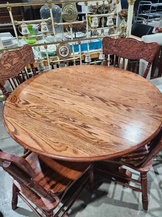 Vintage Solid Oak Extendable Table + 6 Chairs
