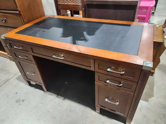 Campaign Style Desk + 2 Matching File Cabinets